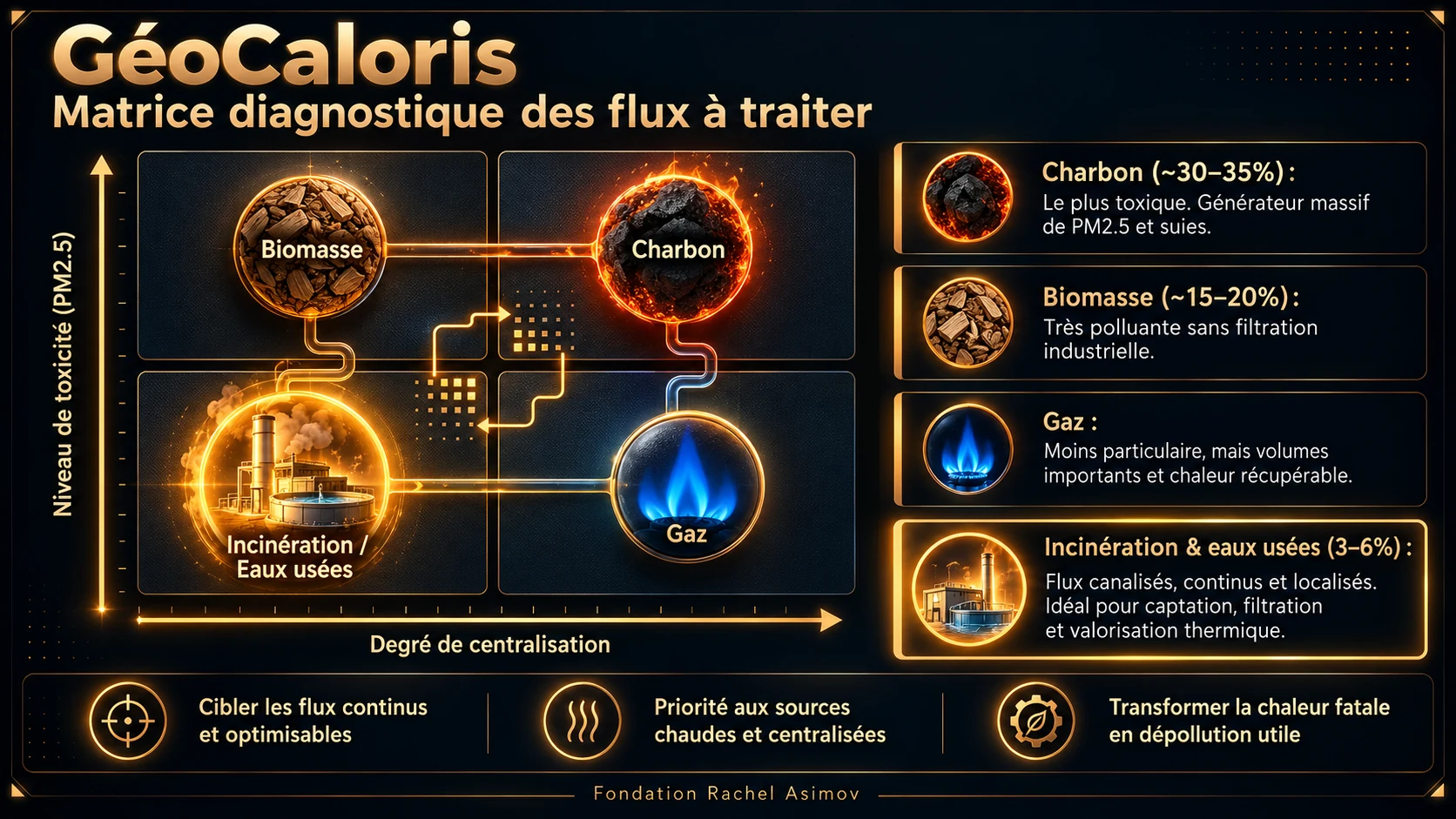 GéoCaloris, matrice diagnostique des flux à traiter