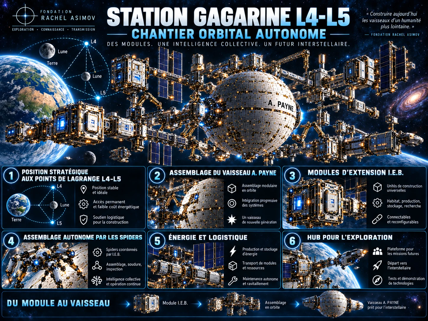 Station Gagarine L4-L5, chantier orbital autonome conceptuel